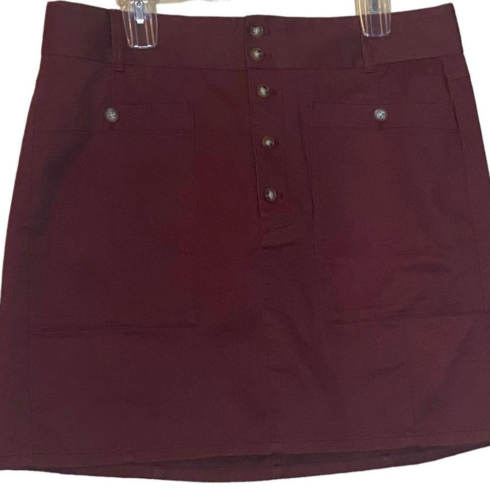 Loft Skirt Mini Pencil Front Pockets Buttons Wide Waist size 14 NWT